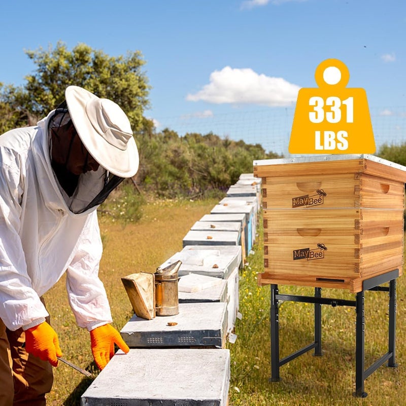 MayBee Adjustable Metal Bee Hive Stand, Adjustable Height(16.1”-20.9”) Hive Stand, Adjustable Width(15”-19”) Bee Hive Frame Stands Hive Stand Frame - Image 4